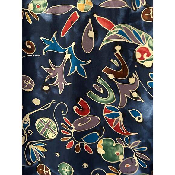 Burma Bibas Button Up Shirt Mens M Blue 100% Silk Geometric Collared Casual - Picture 5 of 9